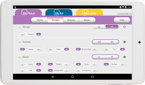 MyPlace by Advantage Air smart home touchscreen